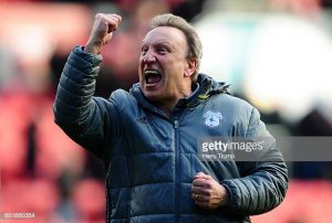  BRISTOL, UNITED KINGDOM - JANUARY 14: , Manager of Cardiff City celebrates victory during the Sky Bet Championship match between Bristol City and Cardiff City at Ashton Gate on January 14, 2017 in Bristol, England. 